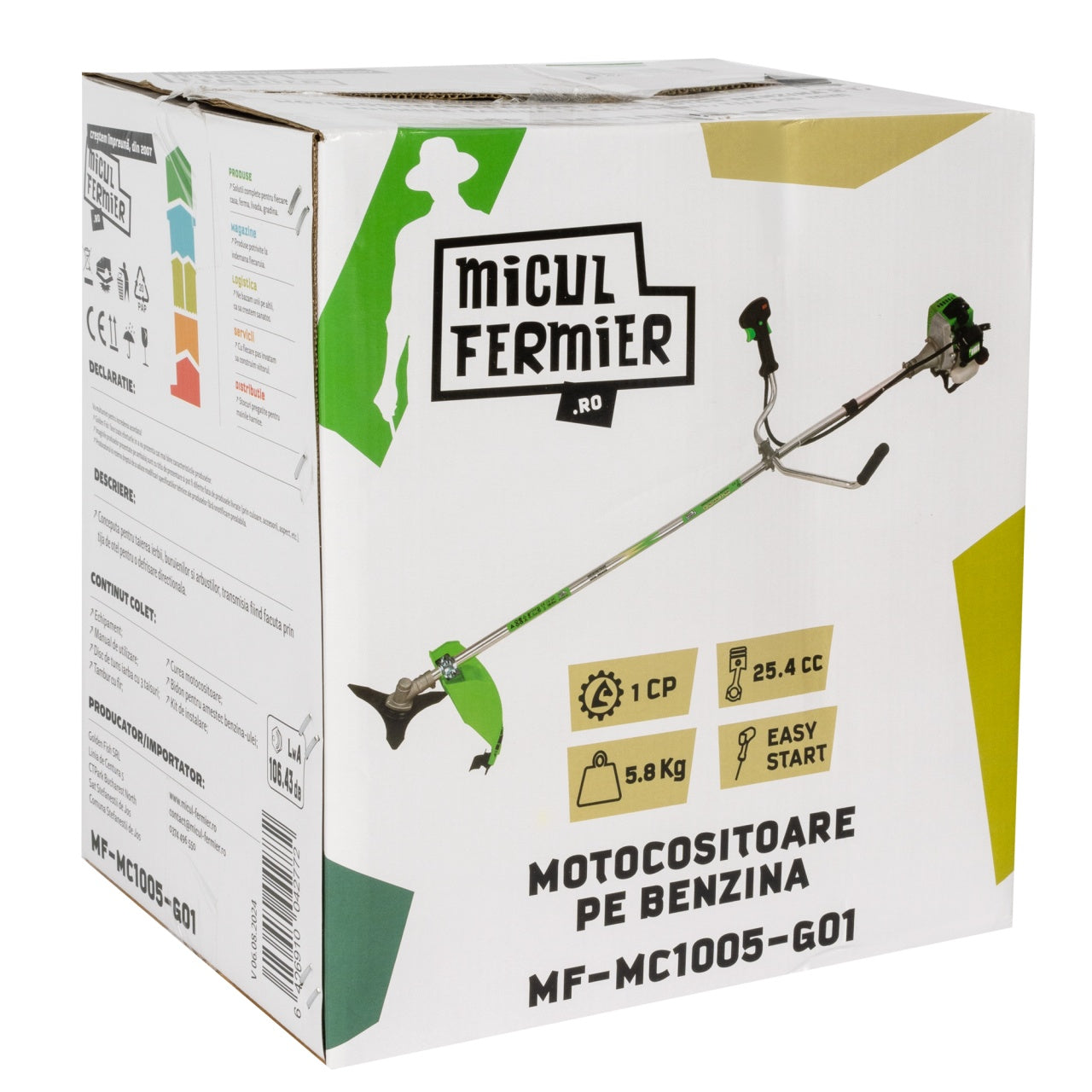 Motocositoare Micul Fermier 1CP, 25.4CC, motor benzina 2T, pornire rapida, 3 accesorii, tija 26mm