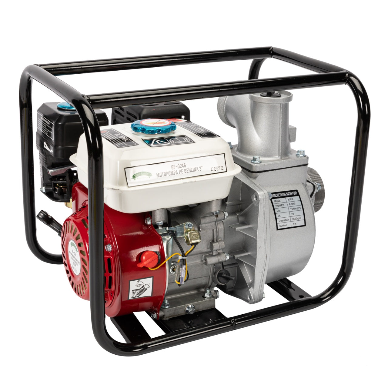 Motopompa Micul Fermier 6.5cp 196cc, benzina 4t, racord 3", debit 60000l/h