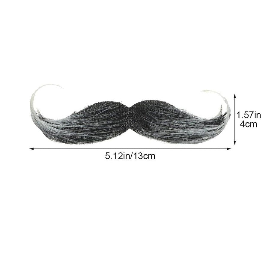 Mustata Falsa pentru Deghizari, Kaveny, Petreceri Tematice, din Panza, Autoadeziv, 13 x 4 cm, Model Grizonat 1, Negru/Alb