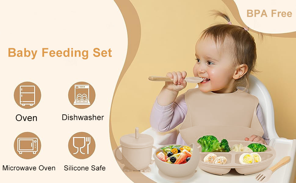 Pachet Bebe 2 in 1: Balansoar cu Vibratii Mastela + Set Diversificare 10 Piese Silicon | Relaxare si Hranire Sigura