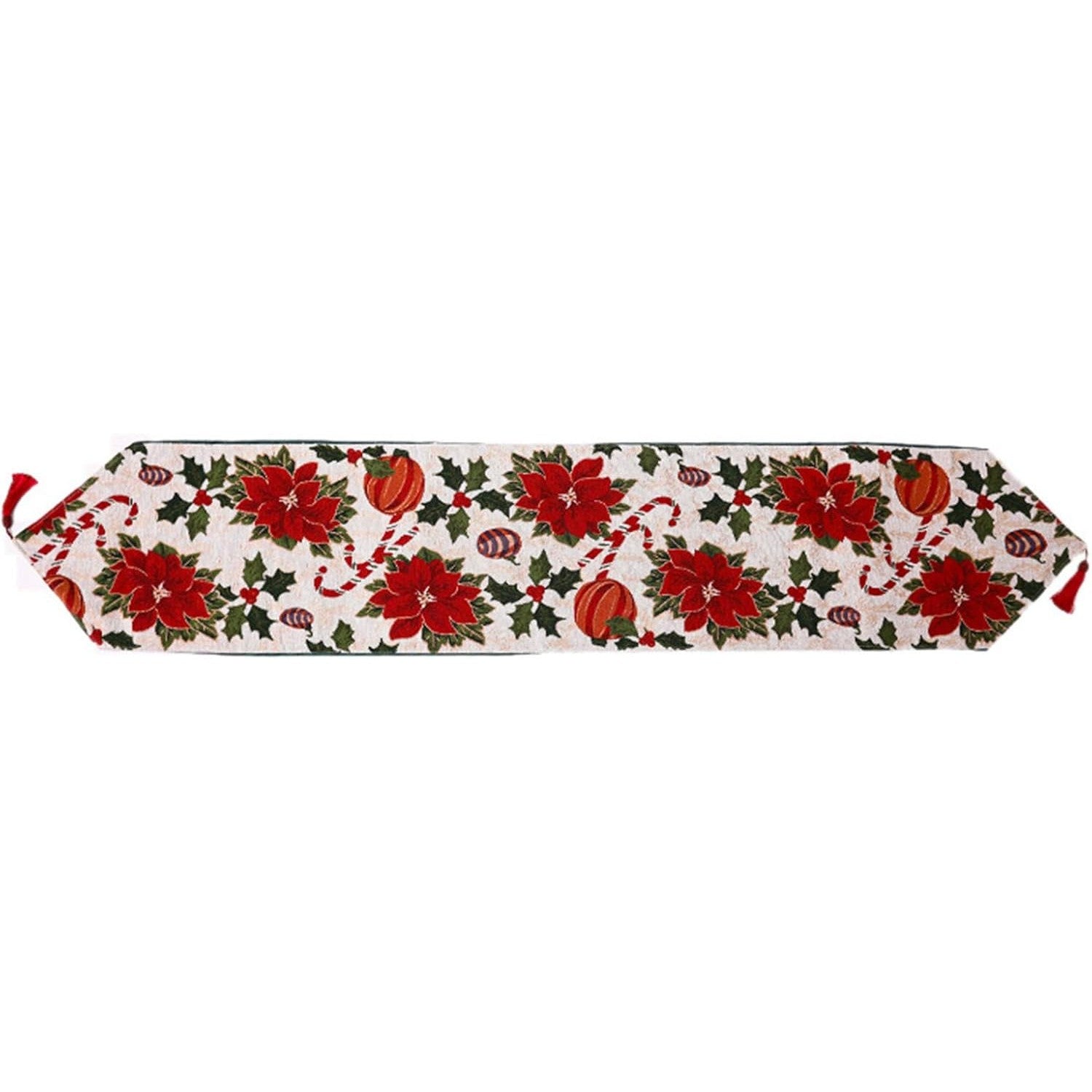 Napron Decorativ pentru Masa, Kadeny, Model Flori, Tematica Craciun, 35 x 180 cm, Rosu