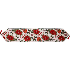 Napron Decorativ pentru Masa, Kadeny, Model Flori, Tematica Craciun, 35 x 180 cm, Rosu