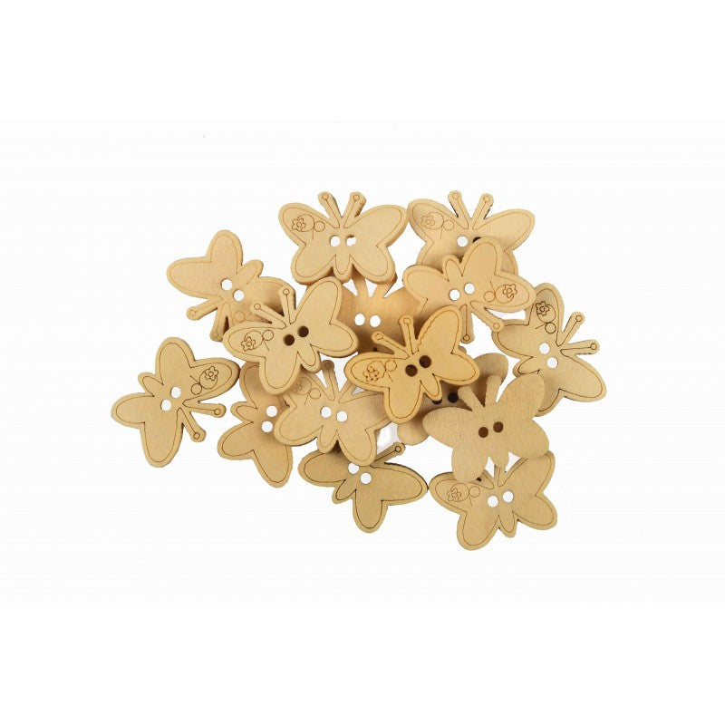Accesorii creatie - lemn - nasturi fluturi, set 15 buc, Colorarte
