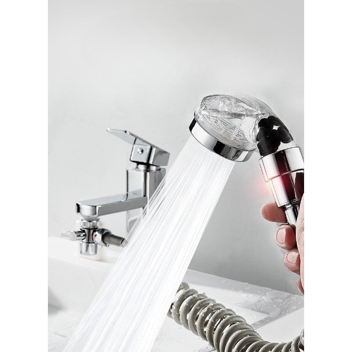 Set Extensie de Dus, Kaveny, pentru Baterie Baie sau Bucatarie, 4 Piese, Filtru de Ioni Negativi, Furtun Flexibil de 1.5 Metri, Argintiu