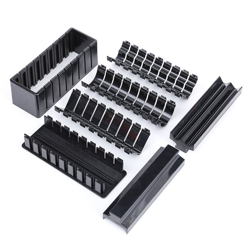 Aparat pentru Sushi, Kadeny, Set 7 Accesorii pentru Sushi, Ofera 3 Forme de Design, Rotund, Triunghi, Inimioare, Negru