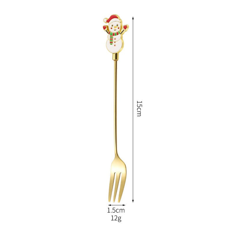 Set 4 Furculite, Kadeny, Tema Craciun, Model Carry The Merry, 4 Modele, din Otel Inoxidabil, 19.5 x 16 x 2 cm, Multicolor