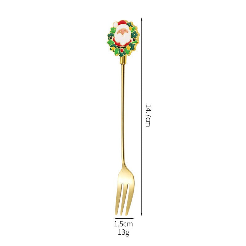 Set 4 Furculite, Kadeny, Tema Craciun, Model Carry The Merry, 4 Modele, din Otel Inoxidabil, 19.5 x 16 x 2 cm, Multicolor