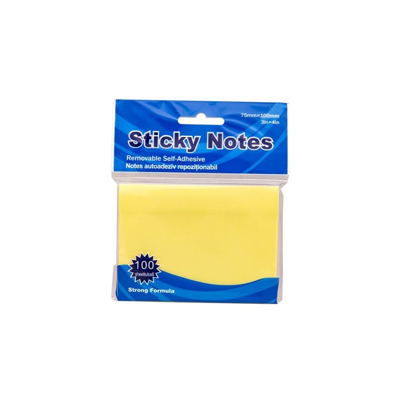 Notes adeziv Office Cover A04, 100 coli, 75x100mm, galben pastel, blister