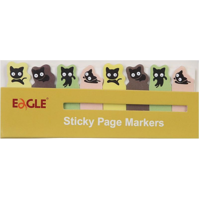 Notes adeziv index Eagle TYSN7387, 120 coli, 15x50mm, hartie, forma pisica, set 8 modele