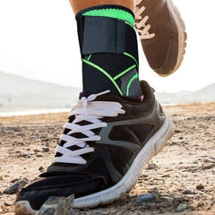 Orteza pentru Glezna, Kadeny, cu Benzi Elastice de Fixare, 24 x 10.5 cm, din Nailon, Negru/Verde