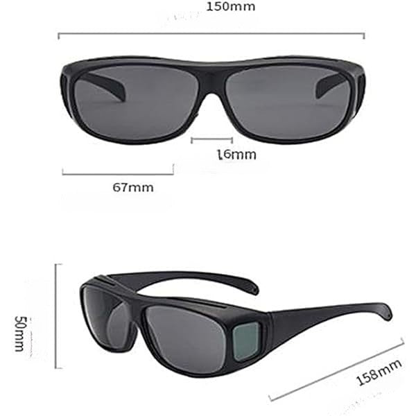 Ochelari de Soare, Kadeny, Polarizati, pentru Condus, Ciclism, cu Posibilitatea Purtarii peste Ochelarii de Vedere, 400 UV, cu Lentila Neagra pentru Protectie, Rama Neagra, 15x5 cm