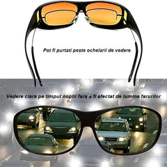 Ochelari pentru Viziune pe Timp de Noapte, Kadeny, Polarizati, pentru Condus, Ciclism, cu Posibilitatea Purtarii peste Ochelarii de Vedere, cu Lentila Galbena, pentru Protectie, Rama Neagra, Pc, 15x5 cm