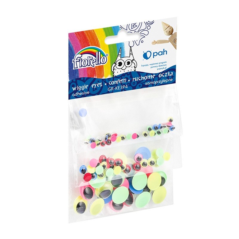 Accesorii creatie - ochi plastic, 30x5mm, 25x8mm, 25x15mm, mobili, set 80 buc, Fiorello, GR-KE3P4 / 170-2609