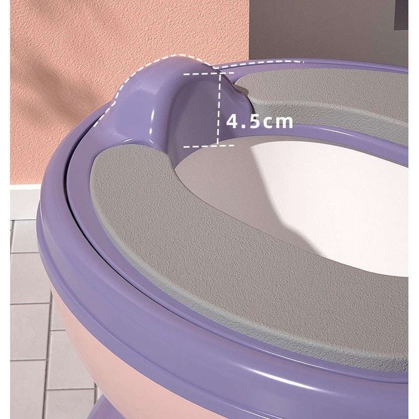 Olita Bebelusi, Kadeny, pentru Copii 1 - 8 Ani, Model Toaleta Adulti, Colac Moale PVC, Compartiment Detasabil, Cutie Depozitare Hartie, 34 x 32 x 19 cm, Roz/Mov
