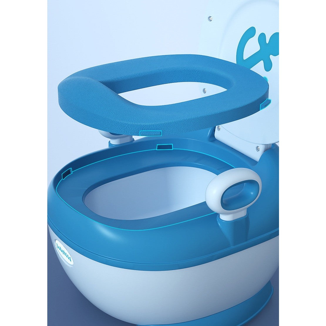 Olita pentru Copii, Kadeny, +1an, Portabila, Design cu Ancora, cu Capac, Model Prietenos, Non-Toxic, Compartiment Detasabil, cu Manere, cu 4 Picioare, Usor de Curatat, 46*33*32 cm, Albastru