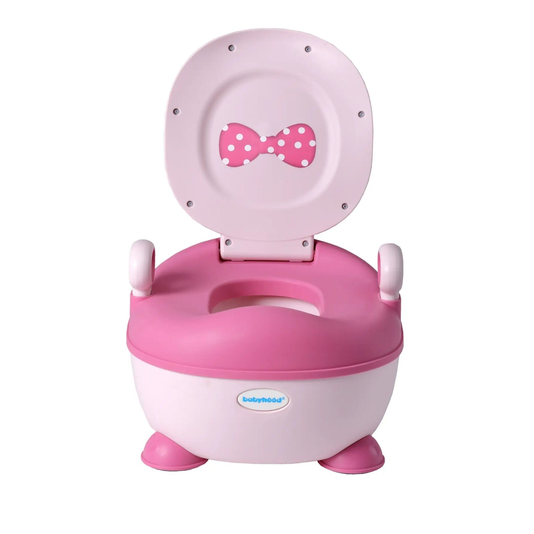 Olita pentru Copii, Kadeny, +1an, Portabila, Design cu Fundita, cu Capac, Model Prietenos, Non-Toxic, Compartiment Detasabil, cu Manere, cu 4 Picioare, Usor de Curatat, 46*33*32 cm, Roz