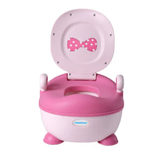 Olita pentru Copii, Kadeny, +1an, Portabila, Design cu Fundita, cu Capac, Model Prietenos, Non-Toxic, Compartiment Detasabil, cu Manere, cu 4 Picioare, Usor de Curatat, 46*33*32 cm, Roz