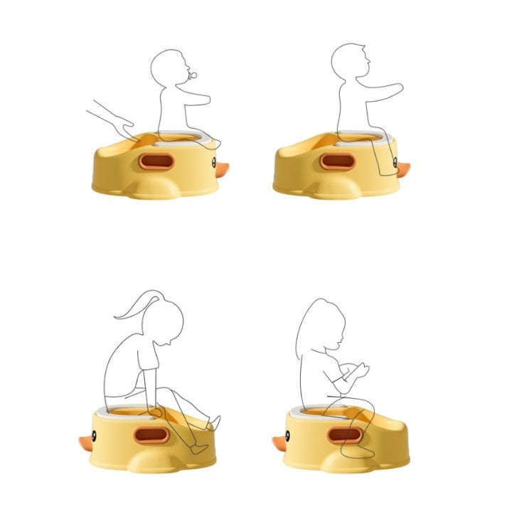 Olita pentru Copii, Kadeny, +1an, Portabila, Design Ratusca, Model Prietenos, Non-Toxic, Compartiment Detasabil, cu Maner, Usor de Curatat, Galben