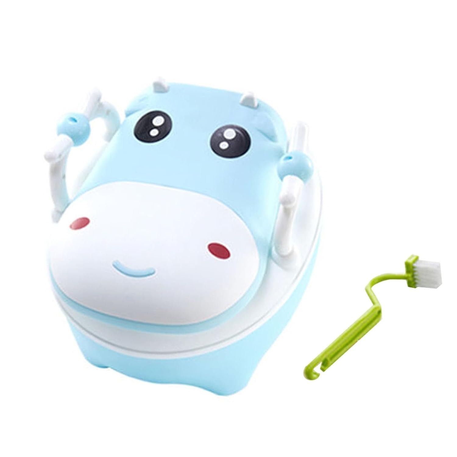 Olita pentru Copii, Kadeny, +1an, Portabila, Design Vacuta cu Capac, Model Prietenos, Non-Toxic, cu Manere, Compartiment Detasabil, Perie Inclusa, Usor de Curatat, Albastru