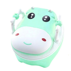 Olita pentru Copii, Kadeny, +1an, Portabila, Design Vacuta cu Capac, Model Prietenos, Non-Toxic, cu Manere, Compartiment Detasabil, Perie Inclusa, Usor de Curatat, Verde