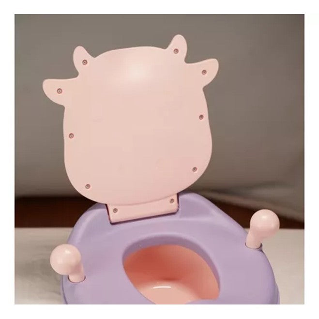 Olita pentru Copii, Kadeny, +1an, Portabila, Model Vacuta, cu Capac, Prietenoasa, Non-Toxic, Compartiment Detasabil, cu Manere, cu 4 Picioare, Usor de Curatat, Roz