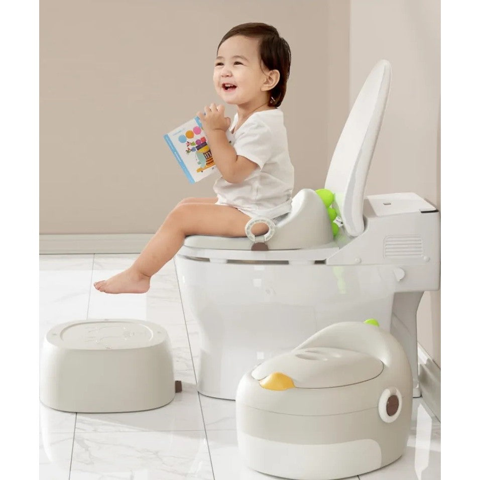 Olita pentru Copii, Kadeny, 3 in 1, Detasabila, Inaltator, Reductor WC, cu Capac, 100 de Saci de Unica Folosinta, Gri