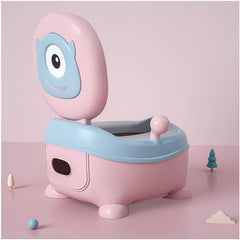 Olita pentru Copii, Kadeny, +6 luni, Compartiment Detasabil, cu Capac, Antiderapanta, din Plastic, Colac Moale, Model Animat Ciclop, cu Maner, 33 x 21 x 45 cm, Albastru/Roz