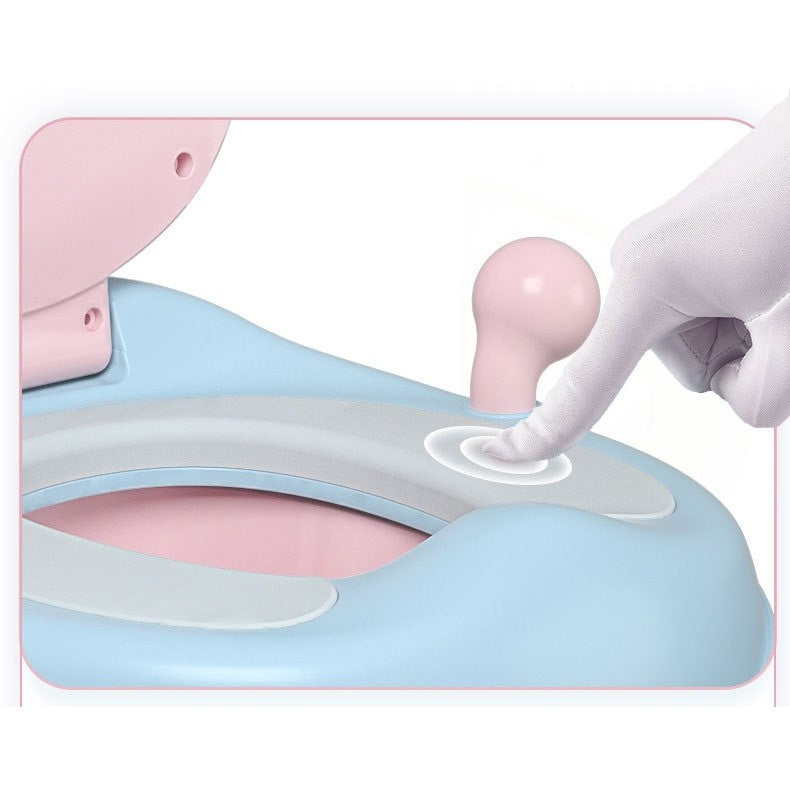 Olita pentru Copii, Kadeny, +6 luni, Compartiment Detasabil, cu Capac, Antiderapanta, din Plastic, Colac Moale, Model Animat Ciclop, cu Maner, 33 x 21 x 45 cm, Albastru/Roz