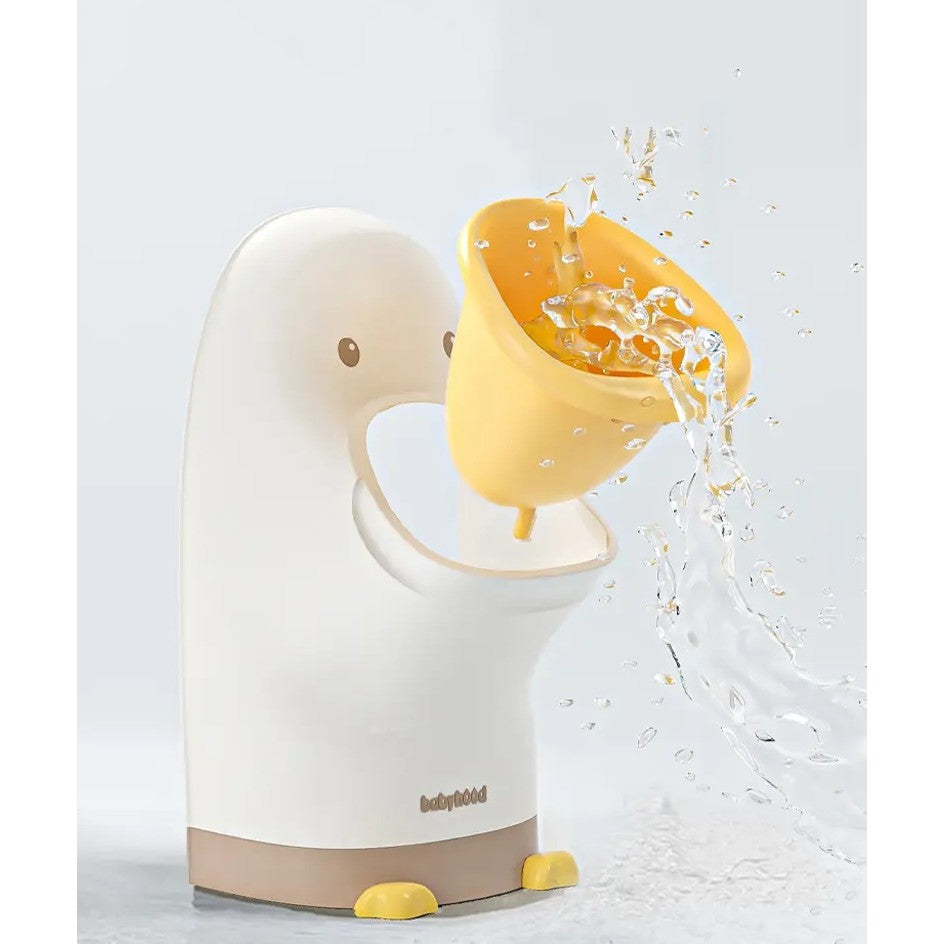 Olita tip Pisoar pentru Copii, Kadeny, +1an, Portabila, Design Ratusca, Model Prietenos, Non-Toxic, Usor de Curatat, 23.3 x 24 x 43 cm, Alb/Galben