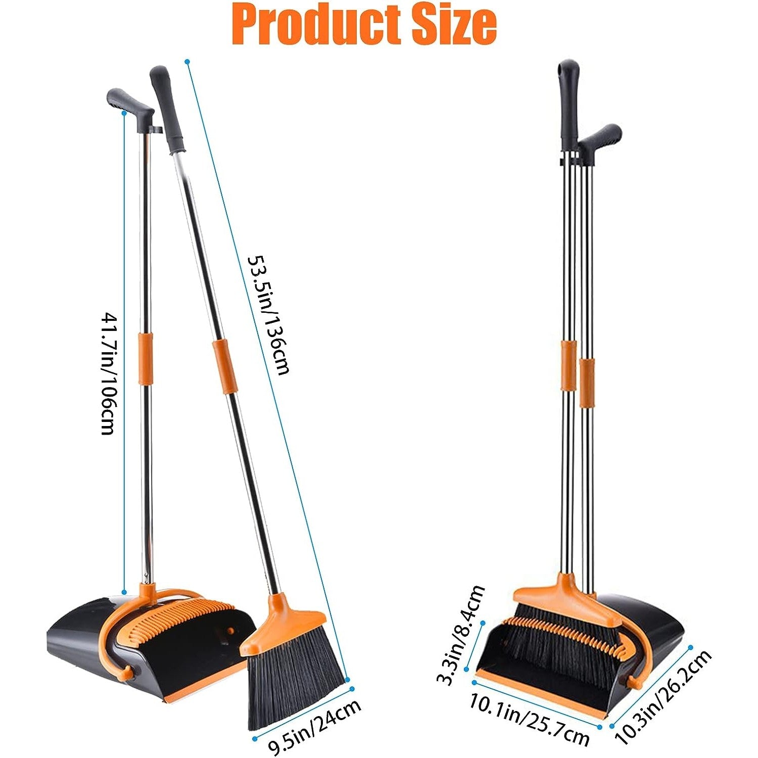 Set matura si faras cu coada, Kaveny, Pentru uz casnic, Plastic/Otel, Portocaliu/Negru, Depozitare verticala, 26x25.5x83 cm