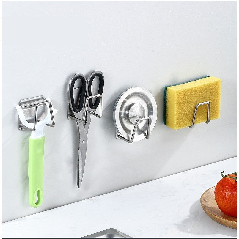 Organizator bucatarie Kadeny cu adeziv, carlig-suport pentru burete, accesorii bucatarie, 5x5x3,5 cm, otel inoxidabil, gri