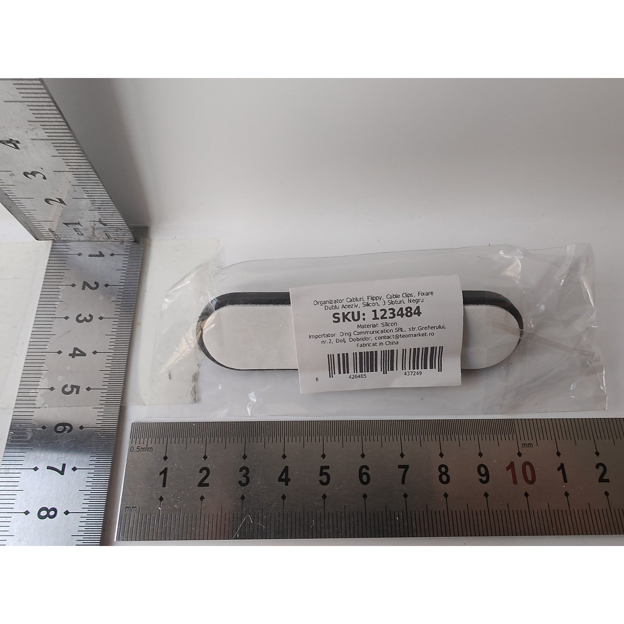 Organizator Cabluri, Kadeny, Cable Clips, Fixare Dublu Adeziv, Silicon, 3 Sloturi, Negru