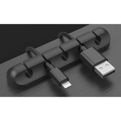 Organizator Cabluri, Kadeny, Cable Clips, Fixare Dublu Adeziv, Silicon, 5 Sloturi, Negru