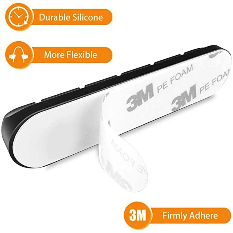 Organizator Cabluri, Kadeny, Cable Clips, Fixare Dublu Adeziv, Silicon, 5 Sloturi, Negru