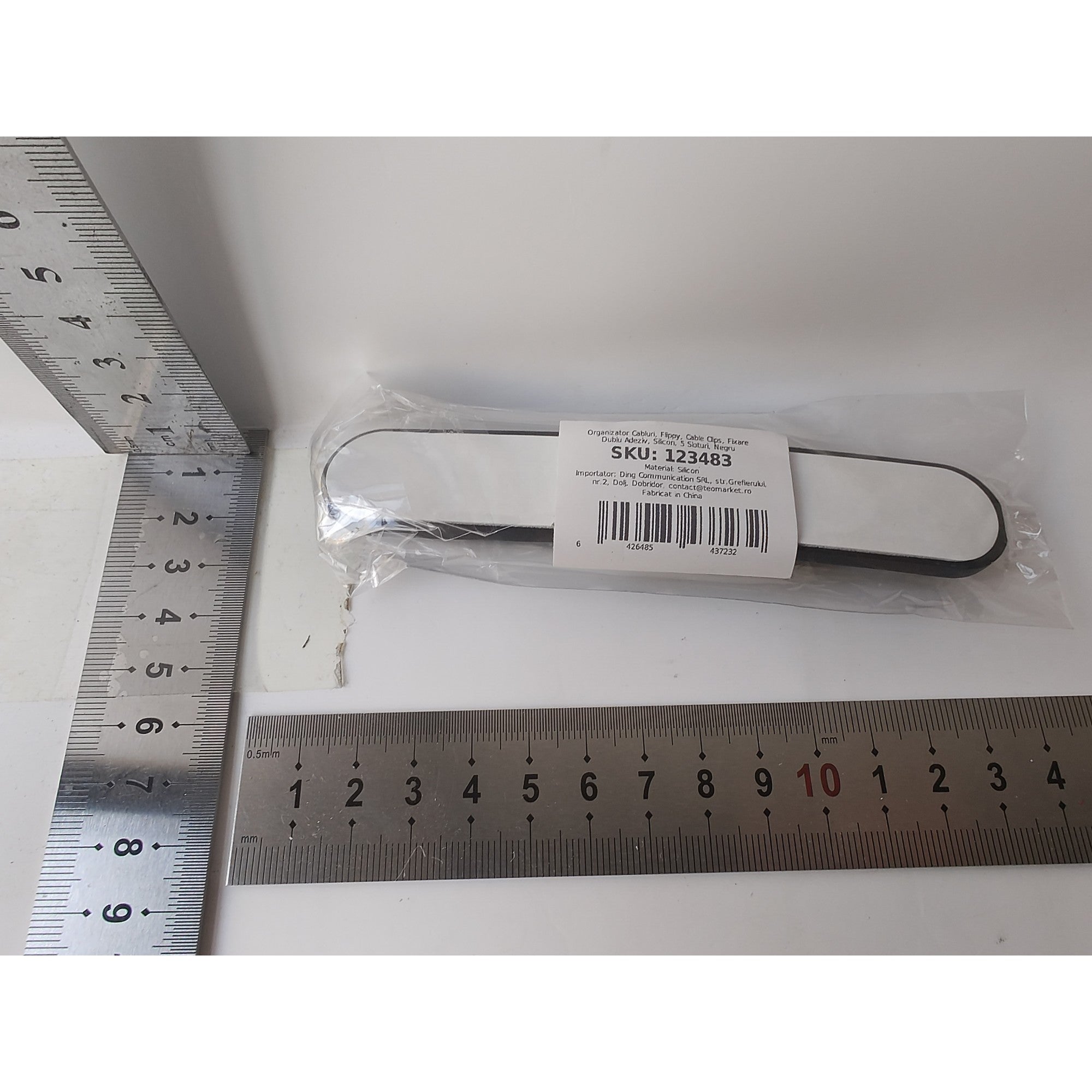 Organizator Cabluri, Kadeny, Cable Clips, Fixare Dublu Adeziv, Silicon, 5 Sloturi, Negru