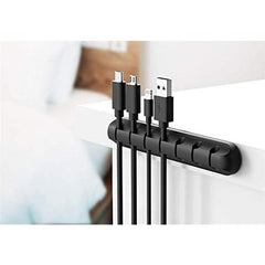 Organizator Cabluri, Kadeny, Cable Clips, Fixare Dublu Adeziv, Silicon, 7 Sloturi, Negru