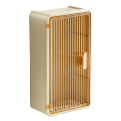 Organizator Cosmetice, Kadeny, Montare pe Perete fara Perforare, 36.5x10.9x20 cm, din PP si ABS, Bej, Usa Transparenta