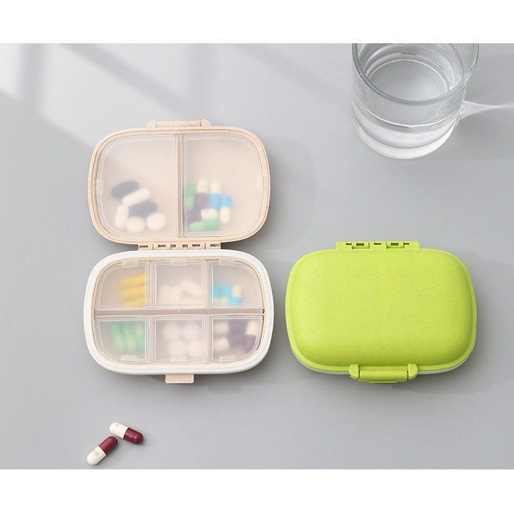 Organizator medicamente, Plastic, 8 compartimente, 0.1 L, Verde, Kaveny, 11 x 7 cm
