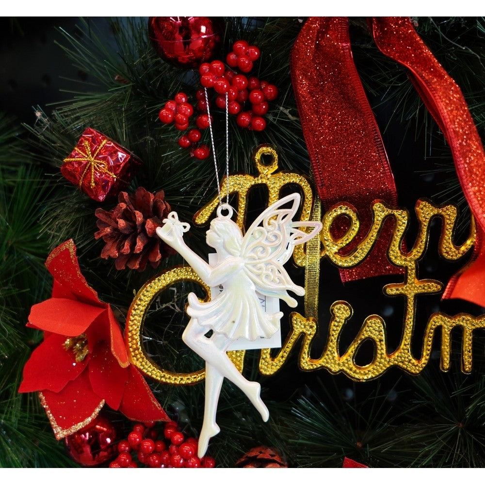 Ornament brad de Craciun, Perlat, in forma de Inger, 8 cm x 14 cm, Plastic, Kadeny