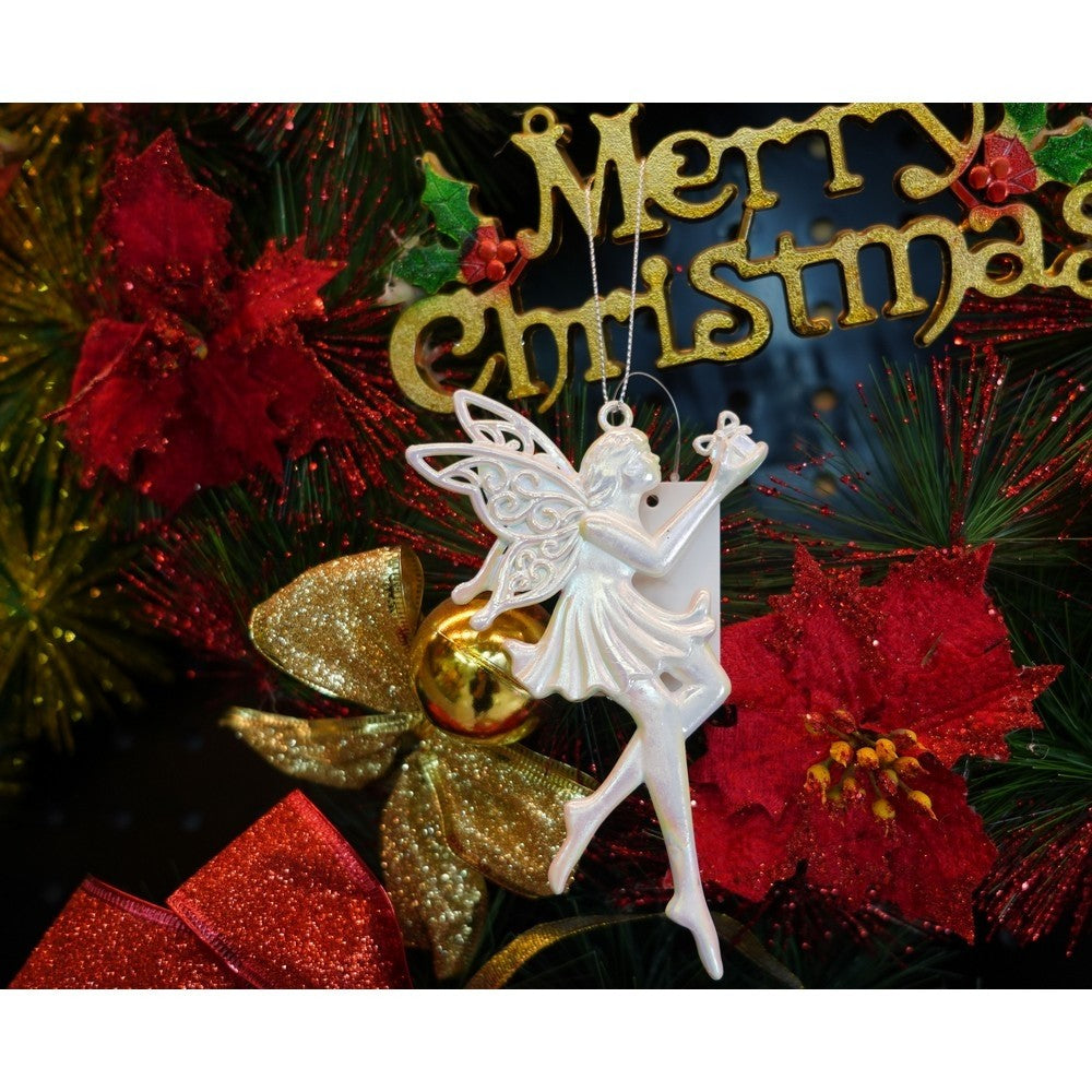 Ornament brad de Craciun, Perlat, in forma de Inger, 8 cm x 14 cm, Plastic, Kadeny