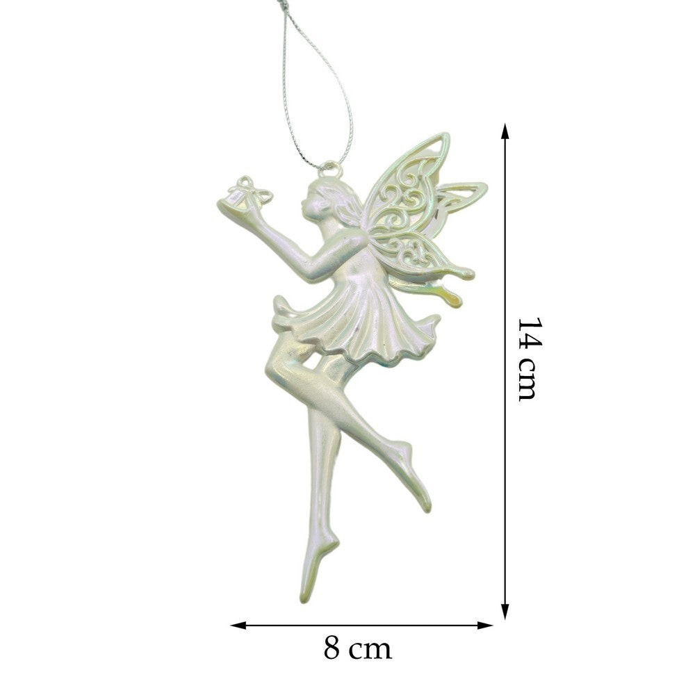 Ornament brad de Craciun, Perlat, in forma de Inger, 8 cm x 14 cm, Plastic, Kadeny
