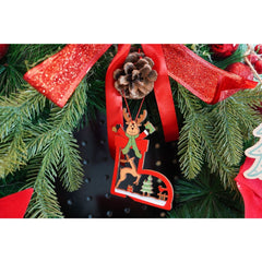 Ornament de brad cerb, Kaveny, multicolor, lemn, 10 cm
