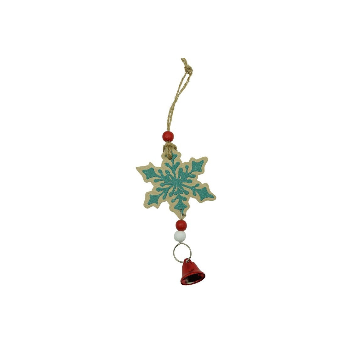 Ornament de brad fulg de nea, Kaveny, multicolor, lemn, 18 cm