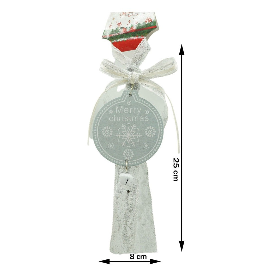 Ornament de brad medalion, Kaveny, gri, lemn, 25 cm