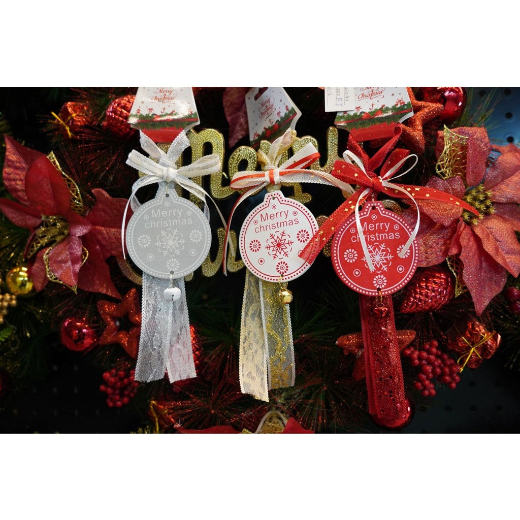 Ornament de brad medalion, Kaveny, gri, lemn, 25 cm