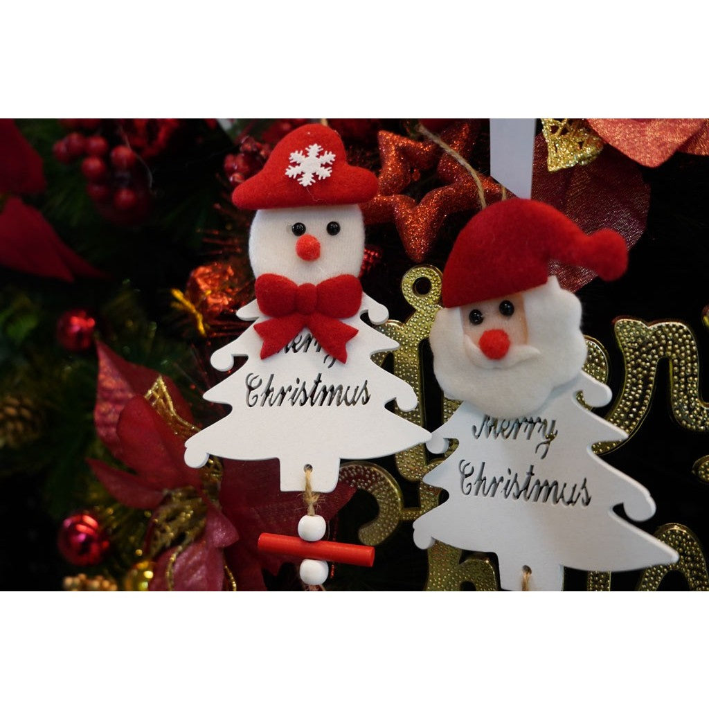 Ornament de brad mos craciun, Kadeny, alb, lemn, 20 cm