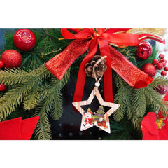 Ornament de brad stea cu Mos Craciun, Kadeny, multicolor, lemn, 9.9 cm