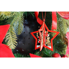 Ornament de brad stea, Kaveny, multicolor, lemn, 10.5x9.5 cm