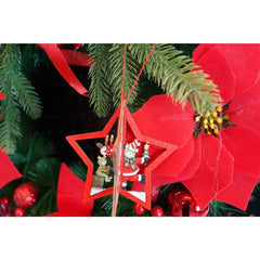 Ornament de brad stea, Kaveny, multicolor, lemn, 10.5x9.5 cm