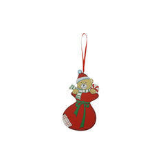 Ornament de brad ursulet, Kaveny, rosu, lemn, 14 cm